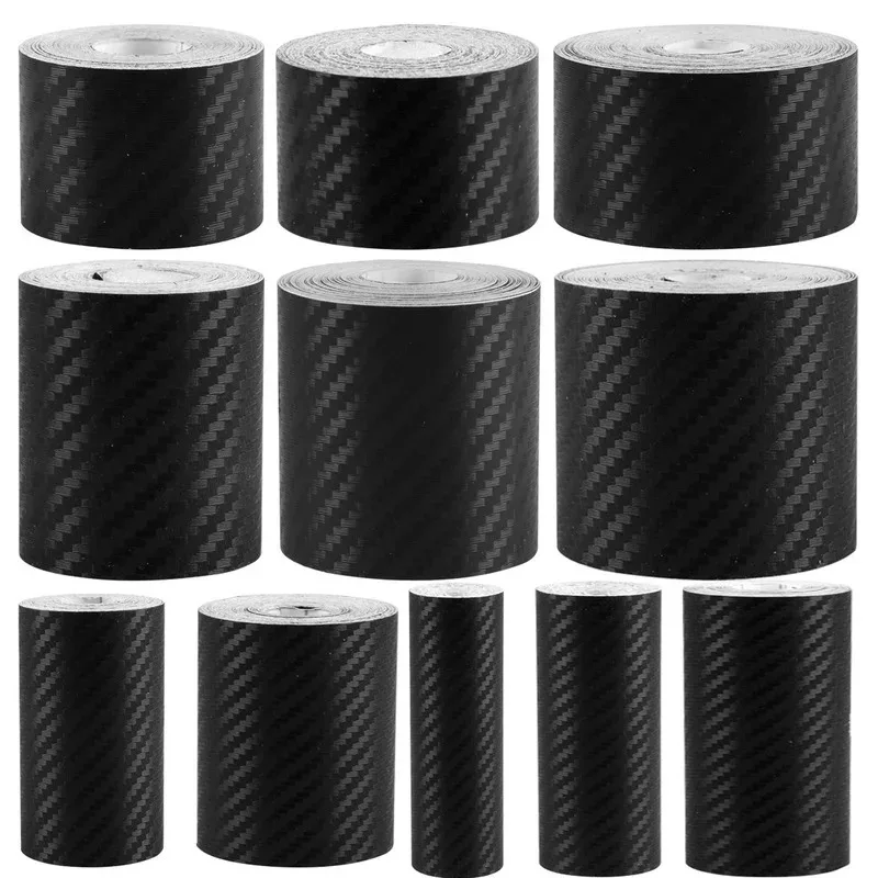 2/1pcs 3D Carbon Carbon Fiber Car Sticker DIY Paste Strip Rolls Different Sizes Auto Anti Scratch Protector Tape Waterproof Film