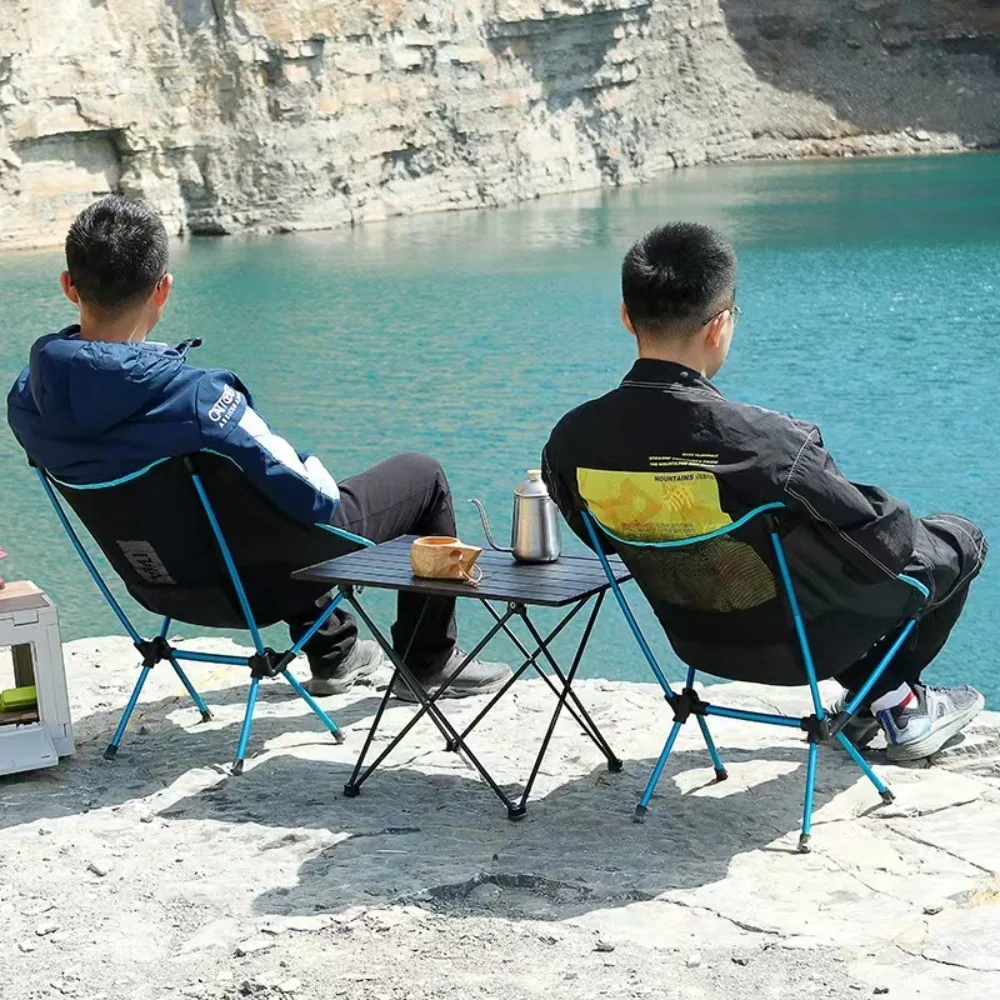 Detachable Portable Folding Picnic Seat Moon Chair Camping Fishing Leisure Ultralight Beach Chair Usable for Hiking and Picnics