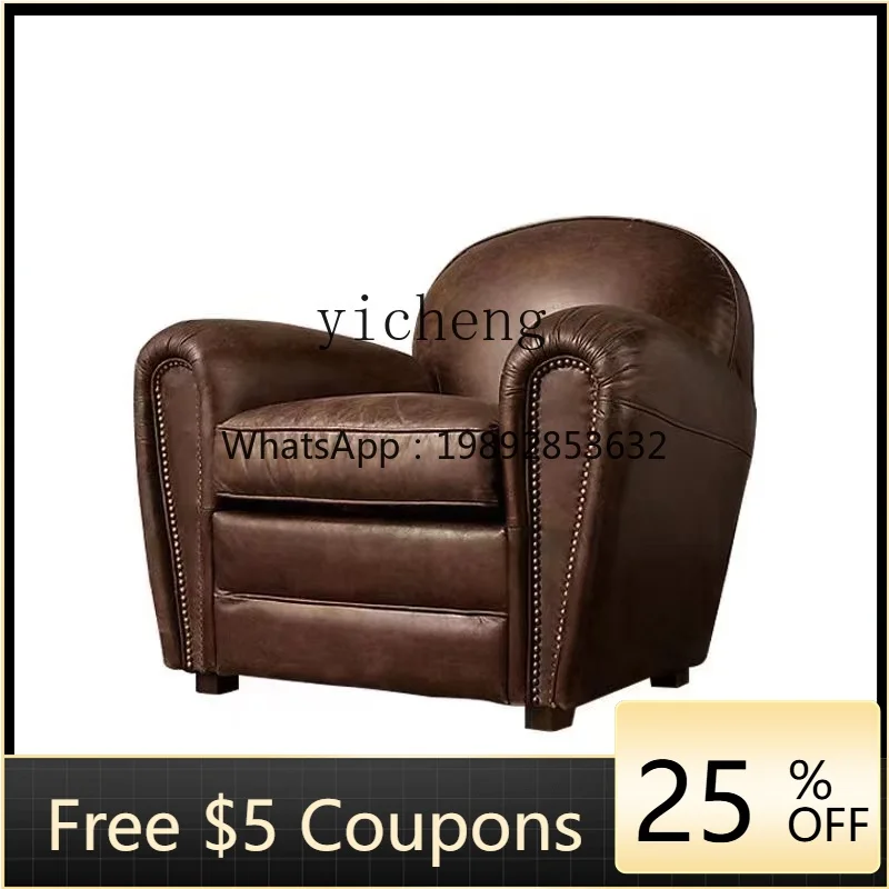 

XL Single Leather Sofa Light Luxury Leather Leisure Villa Furniture First Layer Cowhide