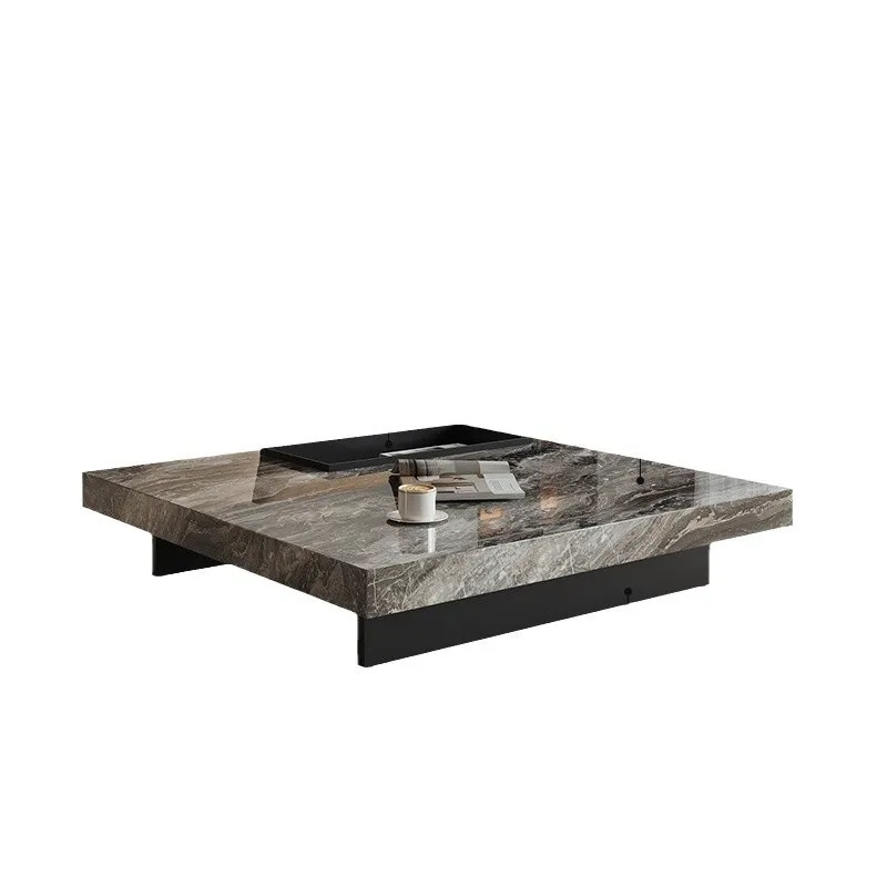 

Light luxury Italian style, minimalist, square, rock slab, coffee table, simple, modern, size apartment