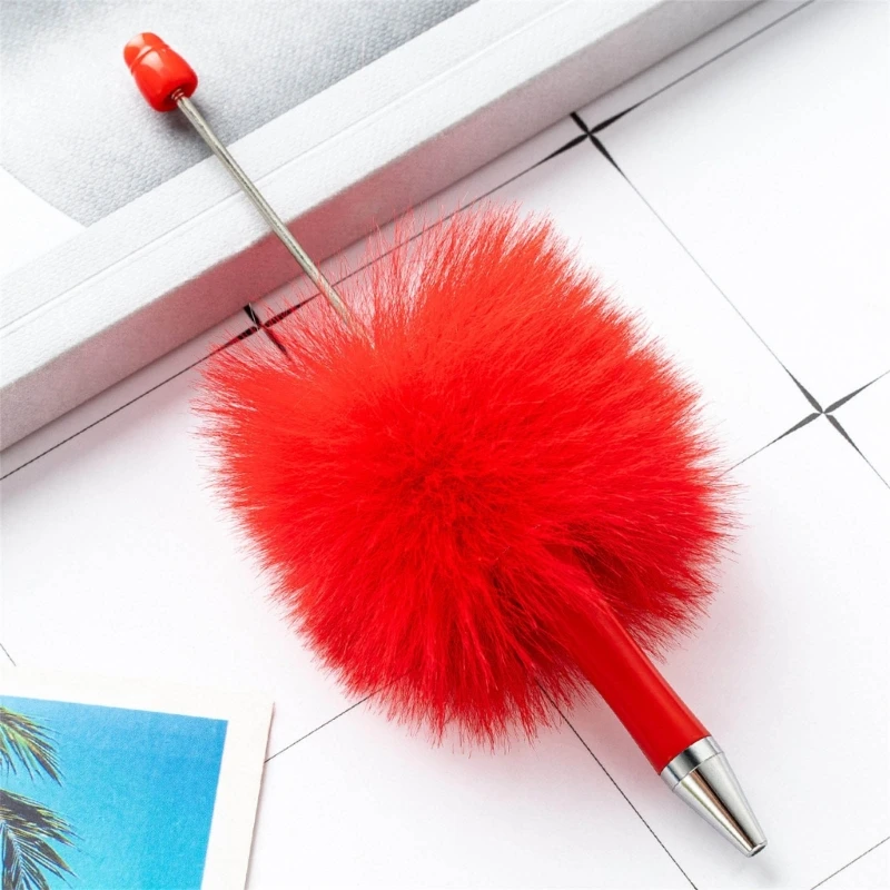 Bolígrafo con cuentas K1AA, 6 uds., bolígrafo novedoso, bola felpa, bolígrafo con cuentas para estudiante, niño y niña,