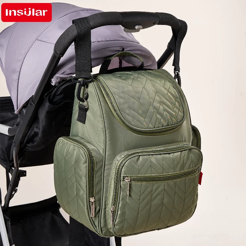 Large Capacity Nappy Backpack for Moms Multi Functional Waterproof Diaper Bag with Stroller Hooks for Baby Care Outdoor Travel