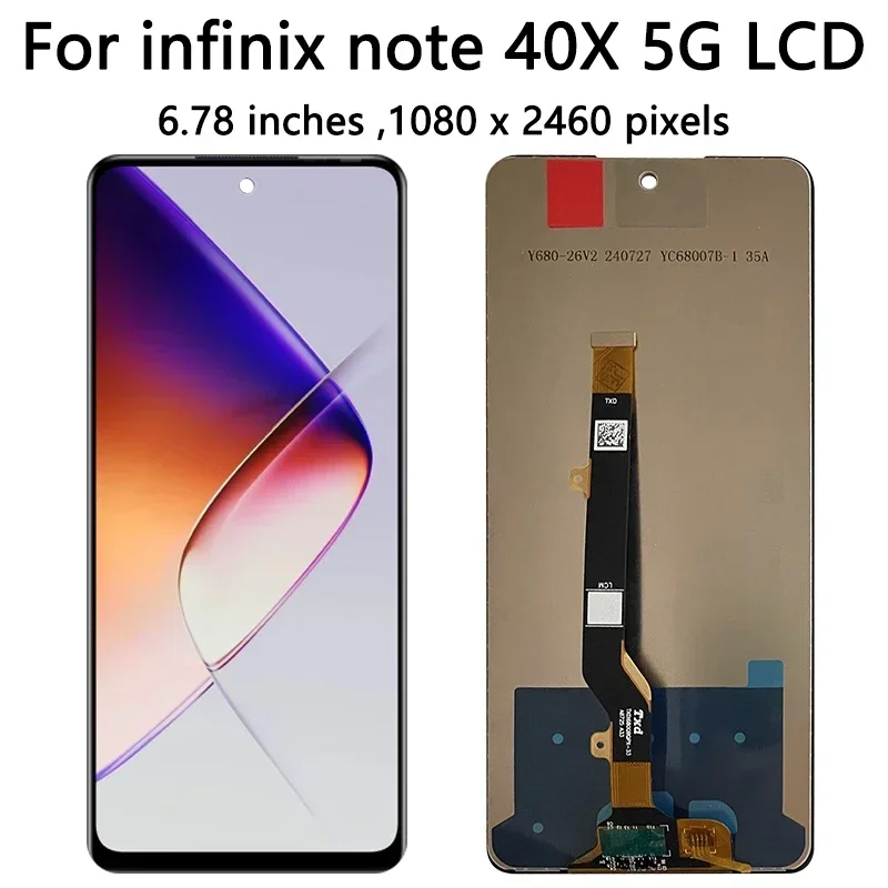 6.78\'\' New LCD For Infinix Note 40X 5G LCD Display with touch screen Digitizer Assembly For Infinix Note 40X 5G X6838 Display