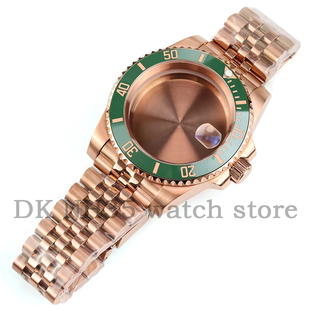 

40mm Rose Gold Watch Case Sapphire Glass For Nh34 NH35 NH36 NH38 Automatic Movement 28.5mm Dial Submariner GMT Yacht-Master Case