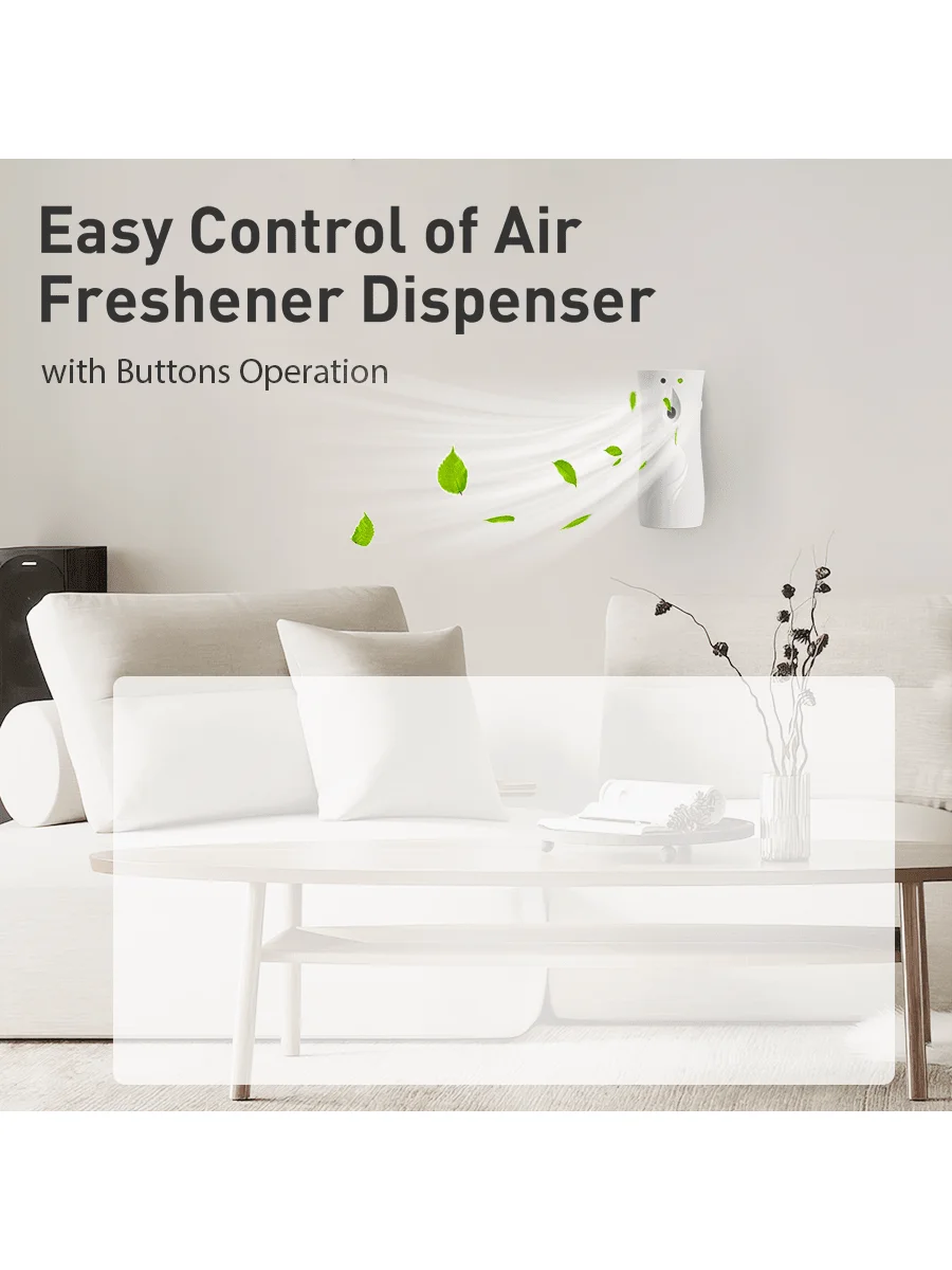 1 قطعة موزع معطّر الهواء الأوتوماتيكي مدعوم بالبطارية، موزع عطر رذاذ مثبت على الحائط وسطح المكتب لمجموعة الحمام