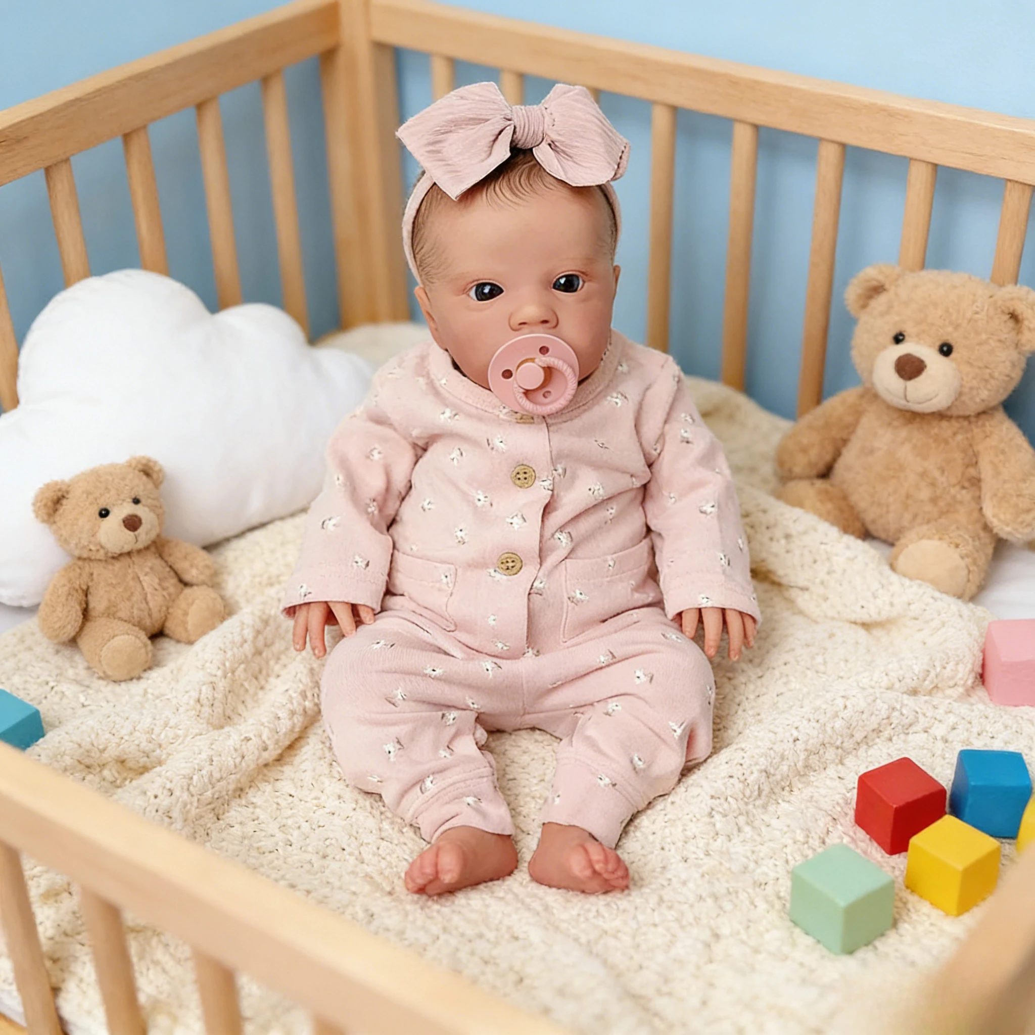 Muñeca Reborn realista de 19 pulgadas Primrose: estilo despierto, cuerpo de tela suave, piel 3D (varios visibles) y pelo dibujado a mano