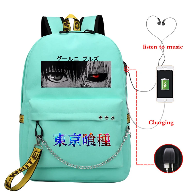 

Tokyo Ghoul Kaneki Ken Eyes Japan Anime Print Girls School Bag Bookbag Backpack Usb Charging Teenager Women Girl Manga Schoolbag