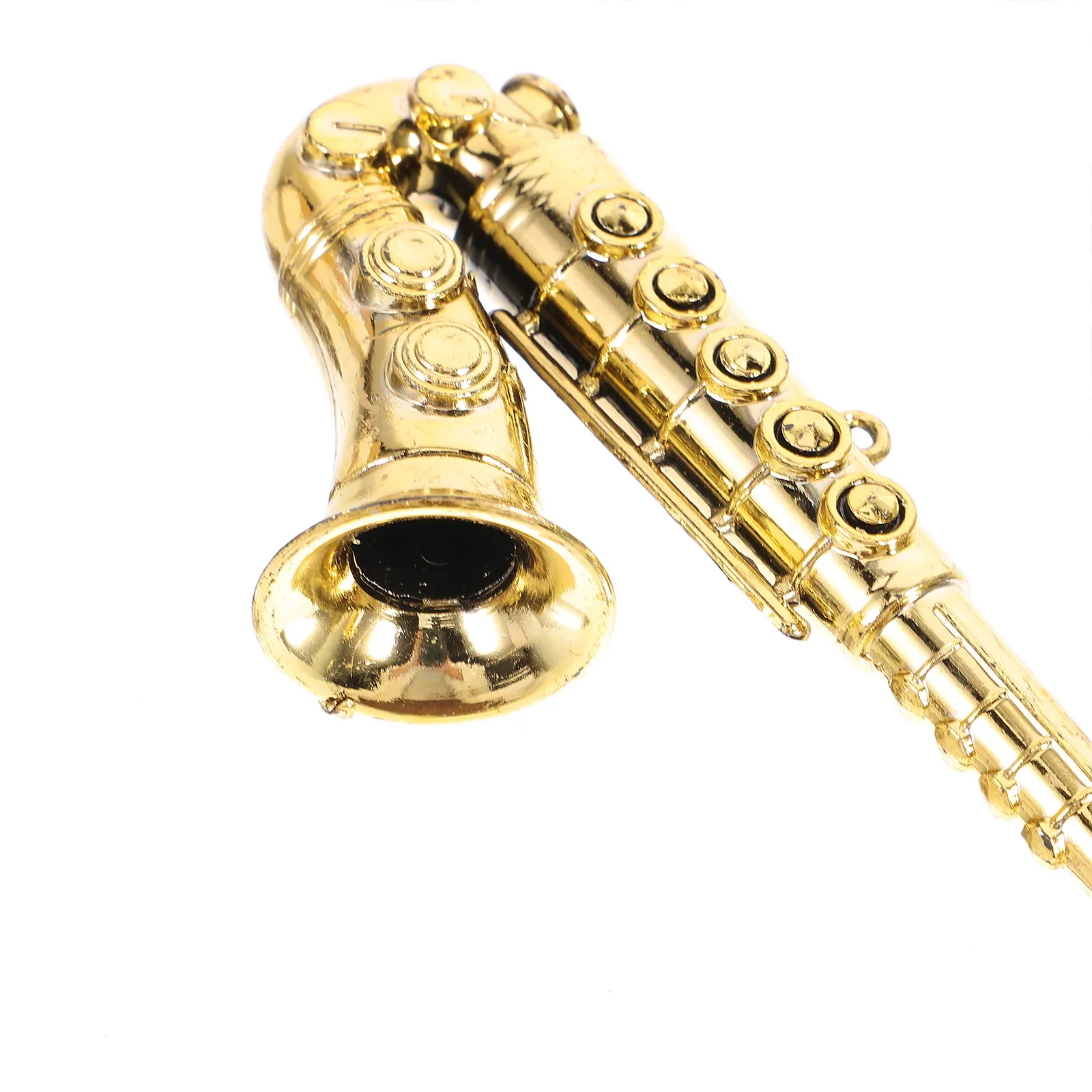 4Pcs Golden Faux Saxophone Decorative Piece DIY Handcraft Pendant Realistic Plastic Saxophone Lifelike Gift for Children