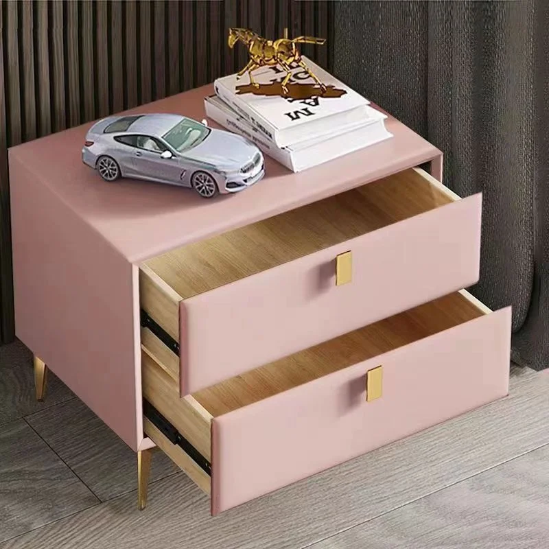 

Скандинавский стиль, однотонные деревянные тумбочки для детской спальни, искусственная кожа, 2 ящика, прикроватная тумбочка, домашний боковой шкаф для хранения