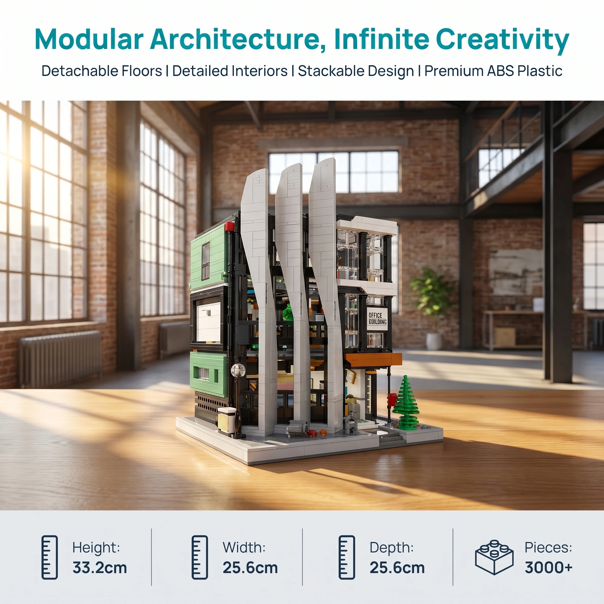 3828PCS Office Building MOC Model Building Block Set Creative Street View Modular House Assembly Bricks Model Desktop Ornaments