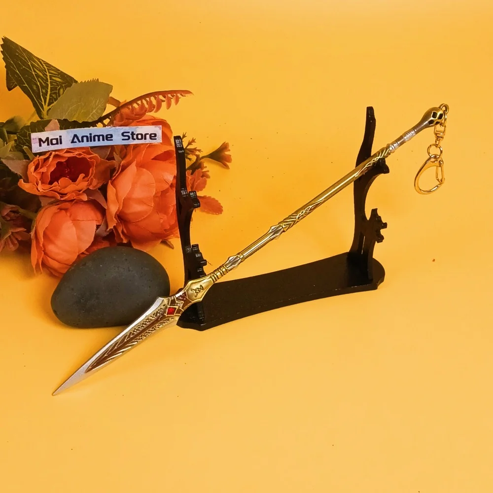 8.6 inch God of War Spear Katana Cleanrot Poseidon Metalen Zwaard Samurai Sabel Anime Ninja Mes Echte Grootte Japanse Speer speelgoed Gift