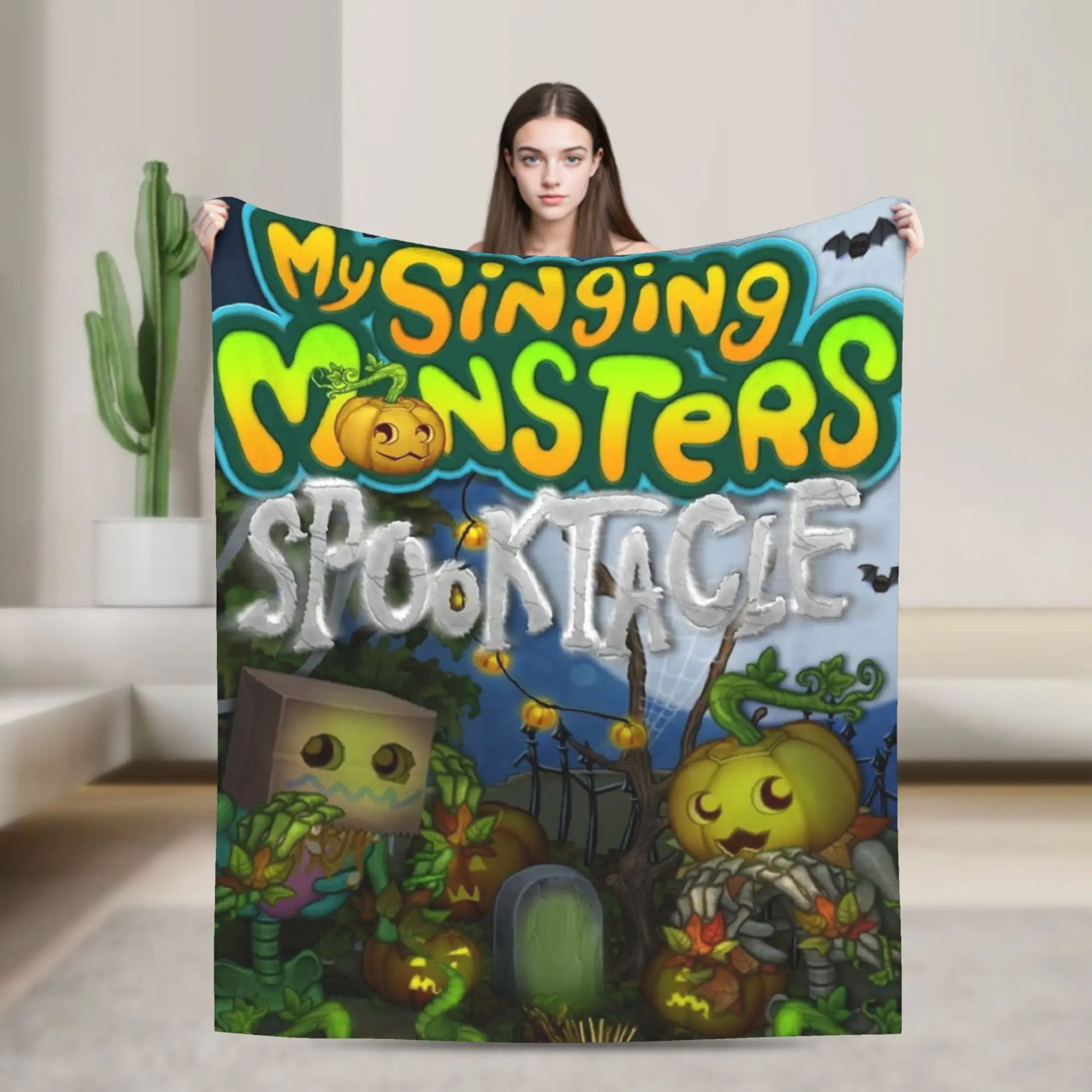 SPOOKTACLE My Singing Monsters Blanket Quality  Warm  Throw Blanket Winter Airplane Travel Couch Chair Sofa Bed Fluffy Bedspread