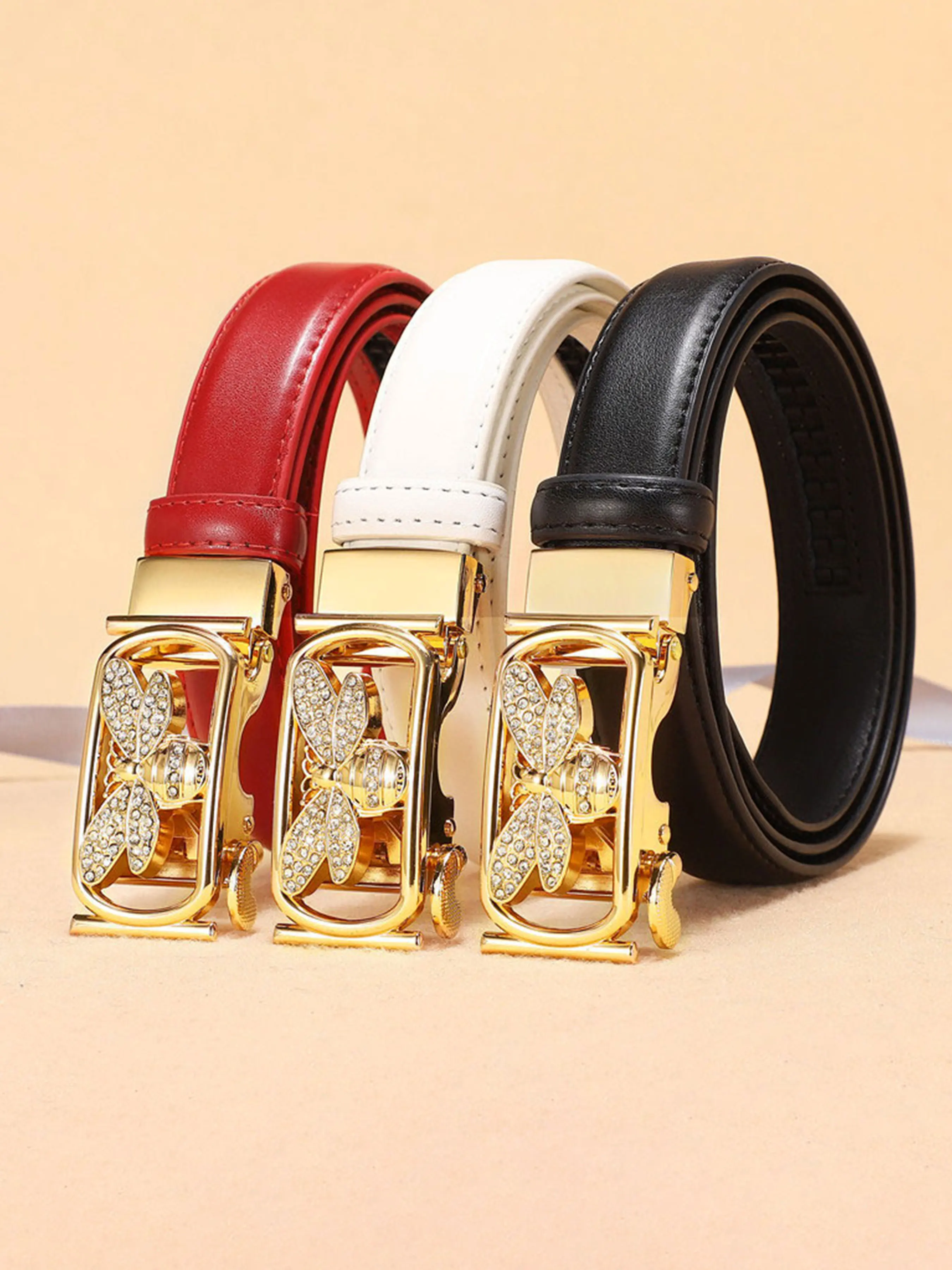 

Women's fashionable and exquisite solid belt, PU leather rhinestone belt club gathering