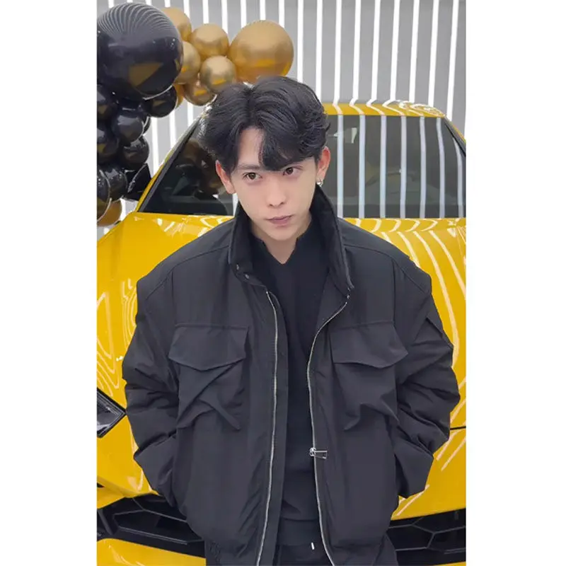 سترة عمل، سترة قطنية، صورة ظلية أمريكية شتوية راقية للرجال، سترة هارينجتون سميكة مبطنة