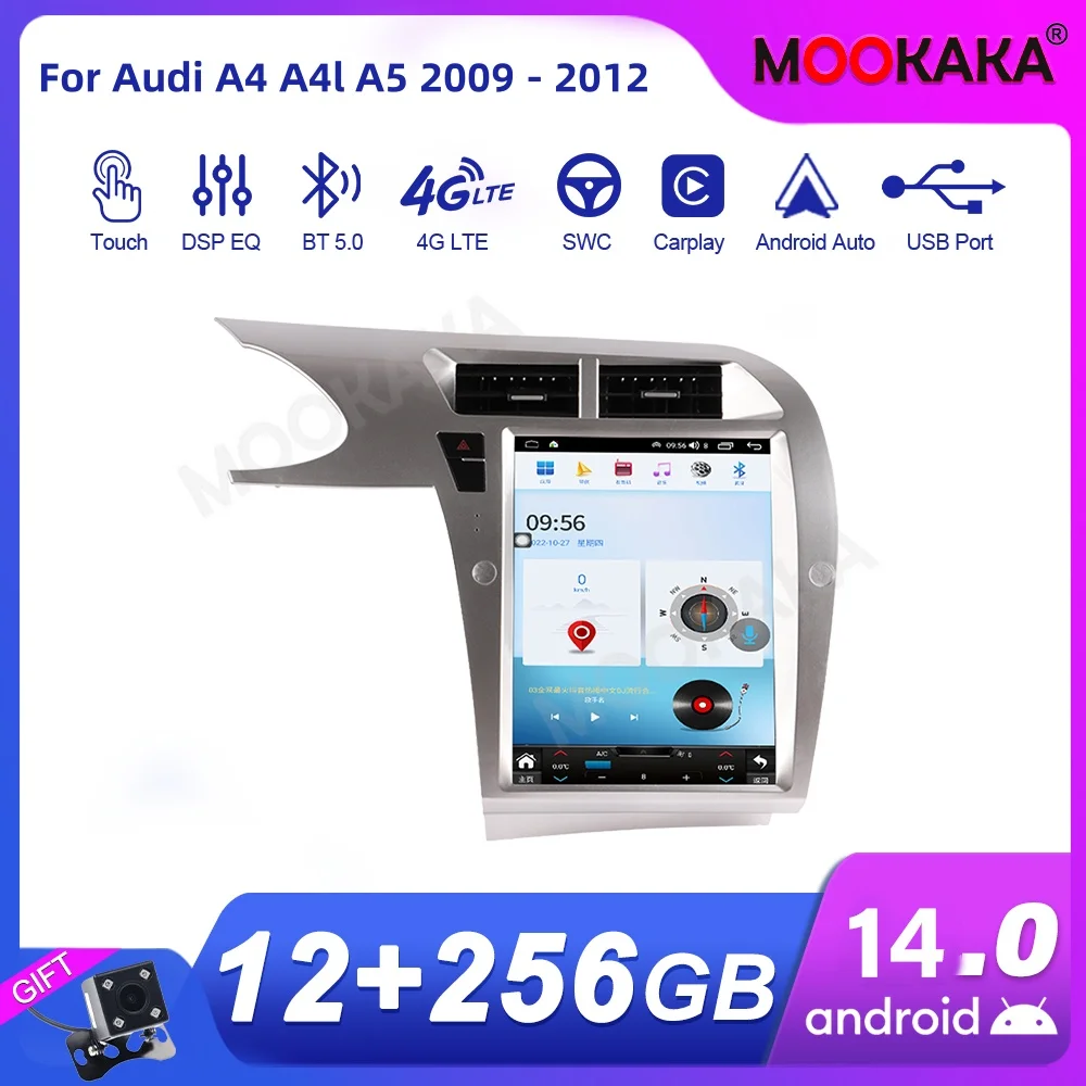 

For Audi A4 A4l A5 2009 -2012 Car Radio Multimedia Player Wireless Carplay Android Auto Autoradio Stereo GPS Navi Head Unit WiFi