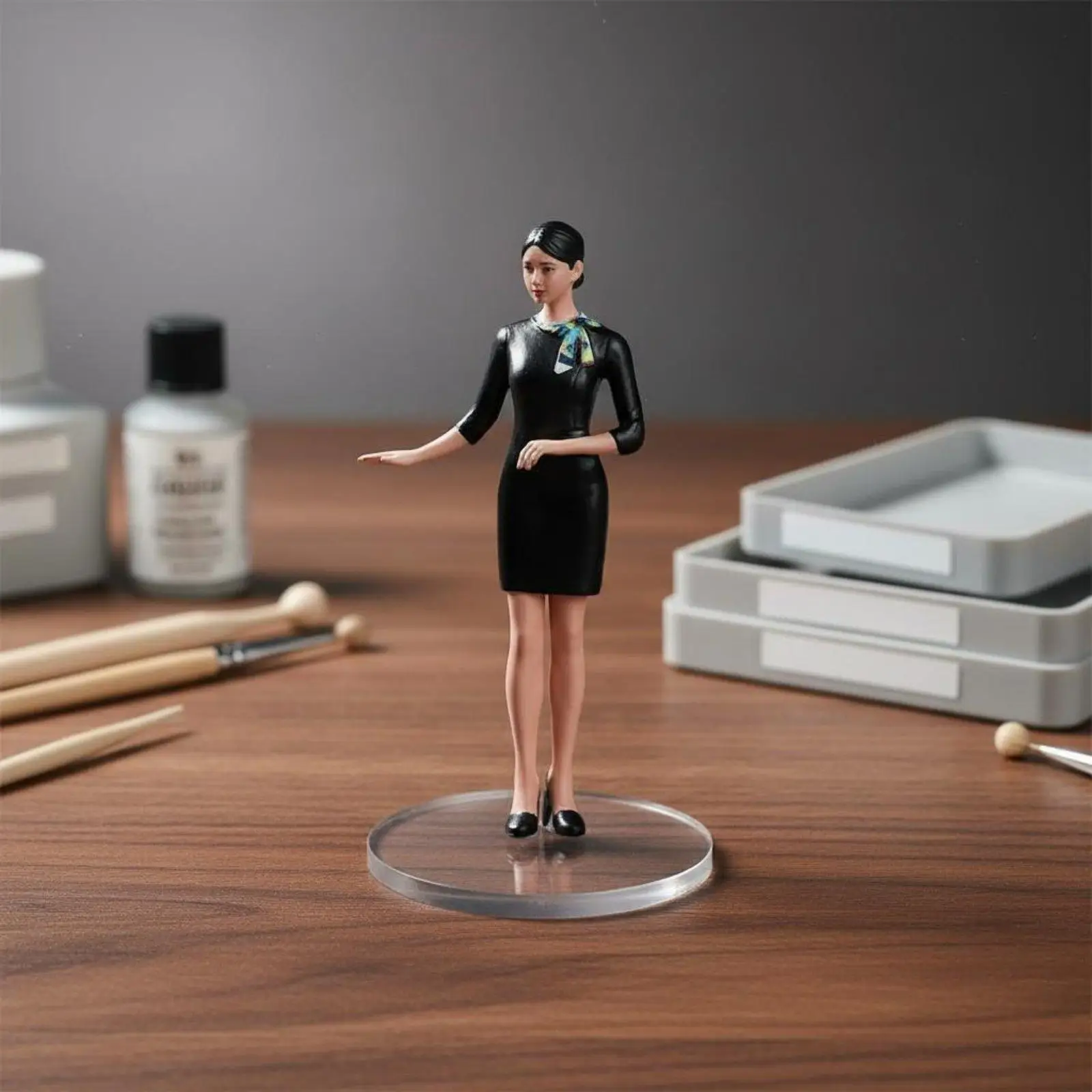 1/18 Female Aviation Attendant Figurine Hand Painted Air Stewardess Miniature Figure Diorama Display Aviation Attendant Figurine