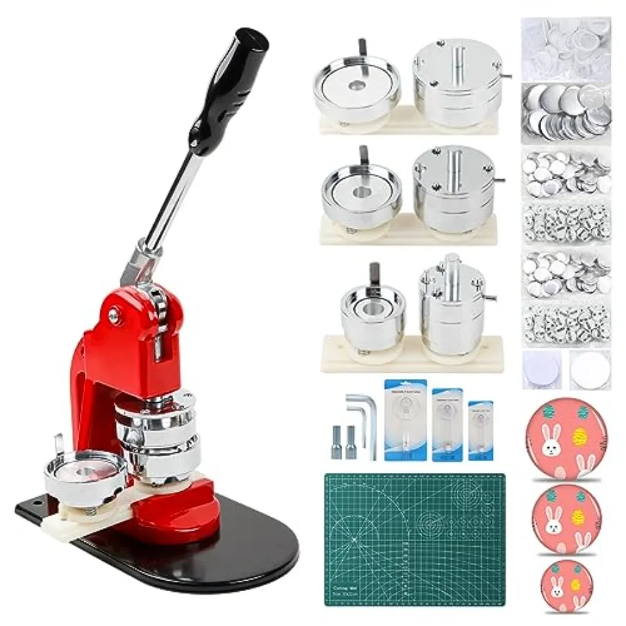 

Button Maker Multiple Sizes - DIY Press 1.25 inch+2.25 inch+3 inch Removable Badge Machine With 300 Parts Supplies Circle Cutte
