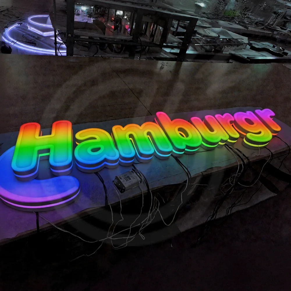 مخصص الإعلان Led رسائل RGB ضوء تسجيل مضيئة لافتات كامل اللون الاكريليك شعار الأعمال جدار العلامة التجارية النيون رسالة لافتة #1