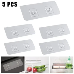 5pcs Transparent Self Adhesive- Hooks Hanging Holder Wall Shelf Sticker Rack Sticking Hook For Kitchen Bathroom Storage Rack