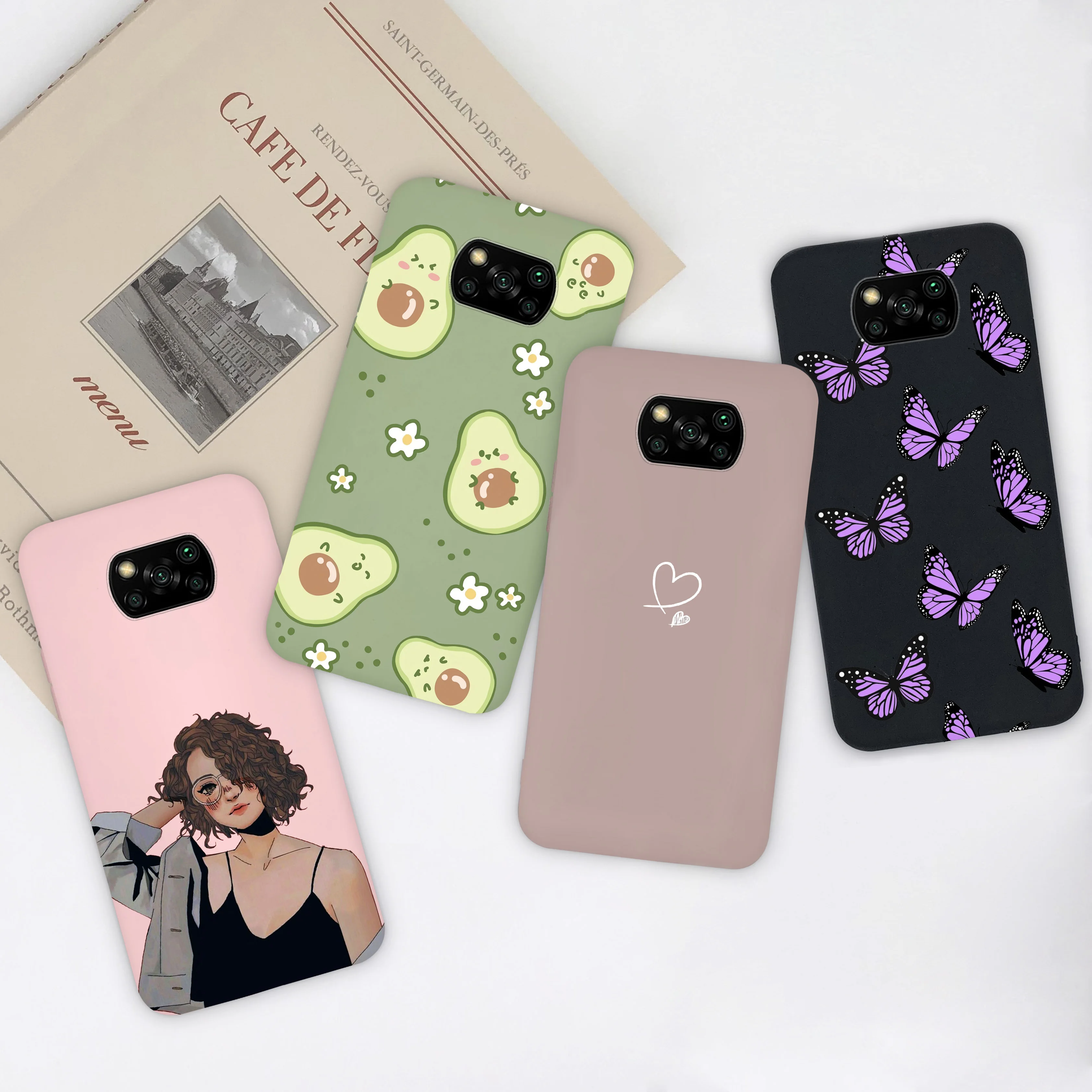 Silicon Case For Xiaomi Poco X3 Pro Luxury Cute Avocado Flower Matte Cover For Xiomi Poco X3 PocoX3 Pro NFC Coque fundas Capa