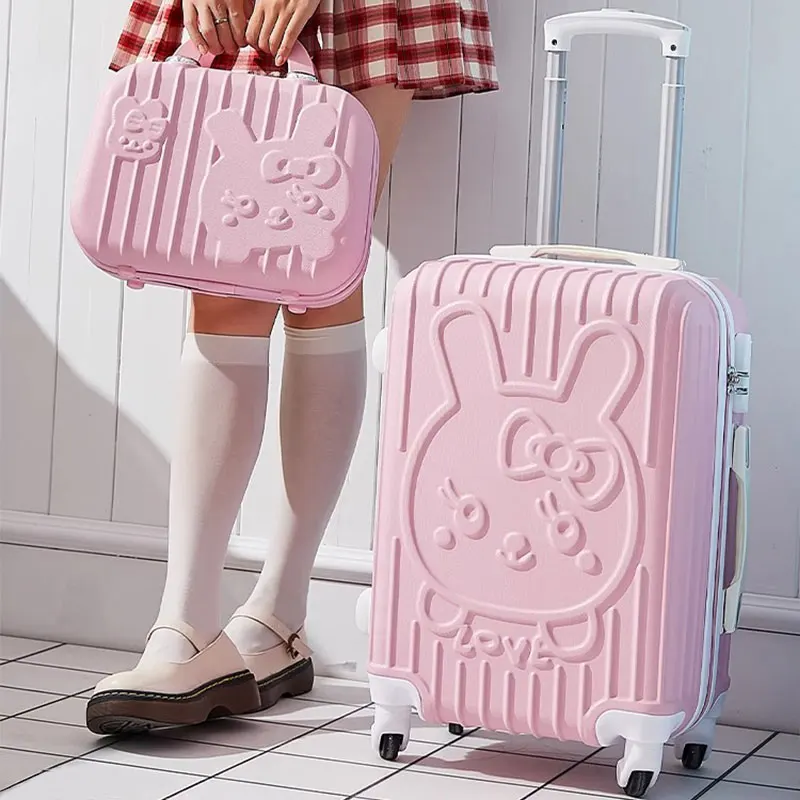 Cute Suitcase Pink Trolley Case Student Luggage Carry-on Travel Bags Female Rolling Luggage Set 20/24 inch Cabin Suitcases