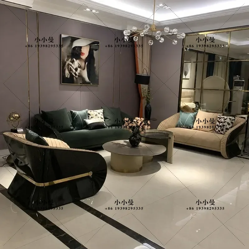 Italian Light Luxury Leather Sofa Modern Matte Finish Large Apartment Villa High End Living Room Solid Wood Frame Furniture