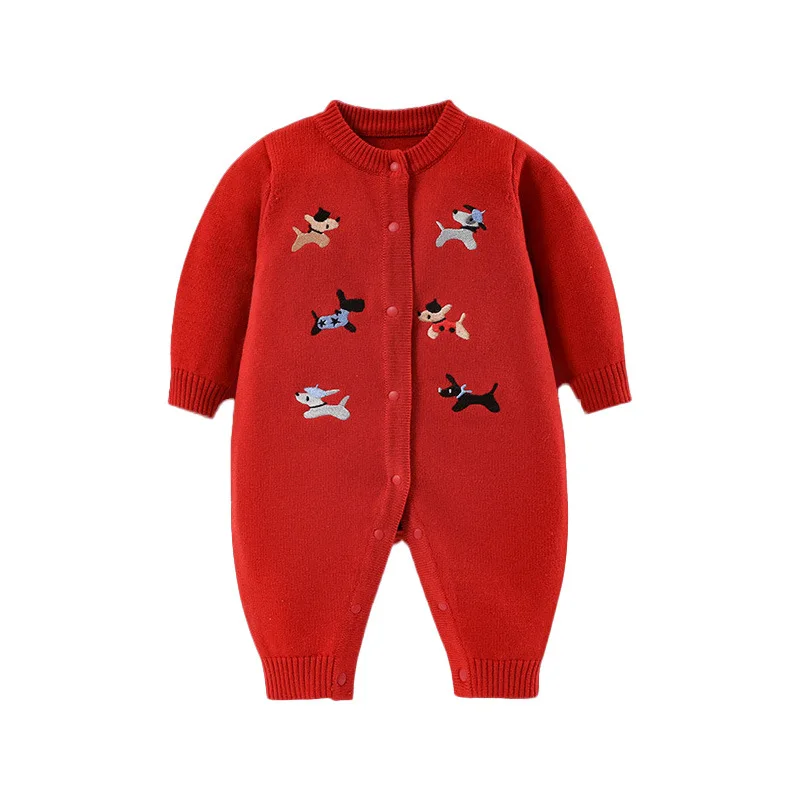 0-2 Years Cartoon Cotton Baby Sweater Rompers Autumn Winter Long Sleeve Romper Spring Knitted Baby Boys Girls Climbing Bodysuit