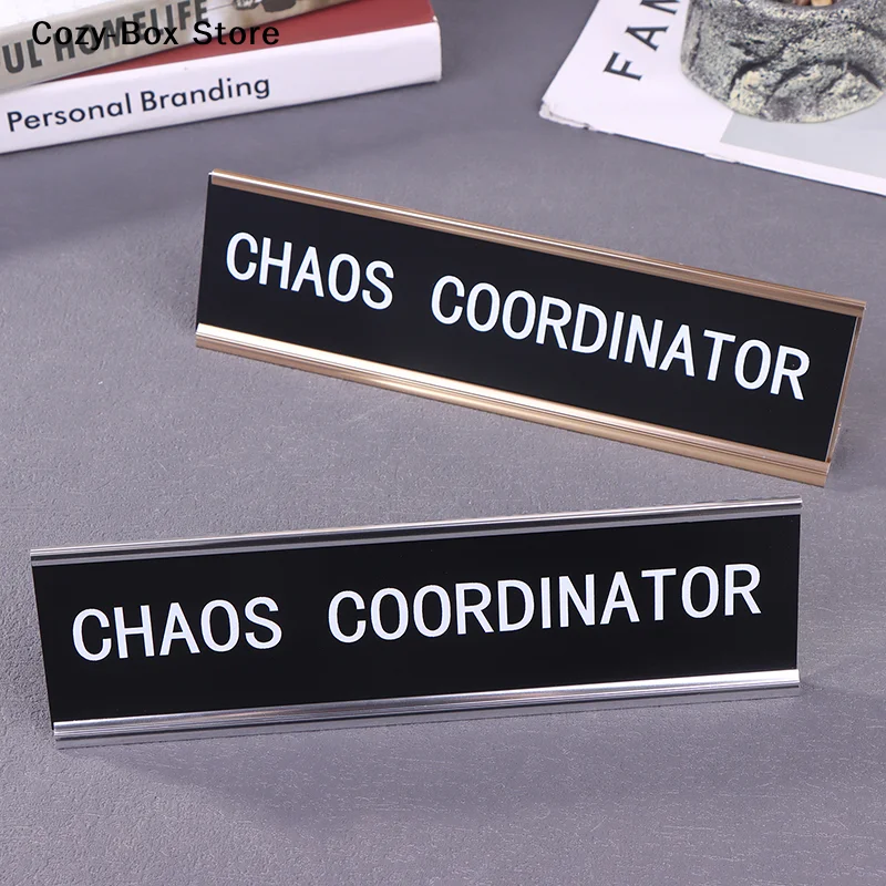 [ZY]Desk Sign Funny Signs Work Supplies For Women Metal Name Plate Position Card Chaos Coordinator Office Decor[ZY]