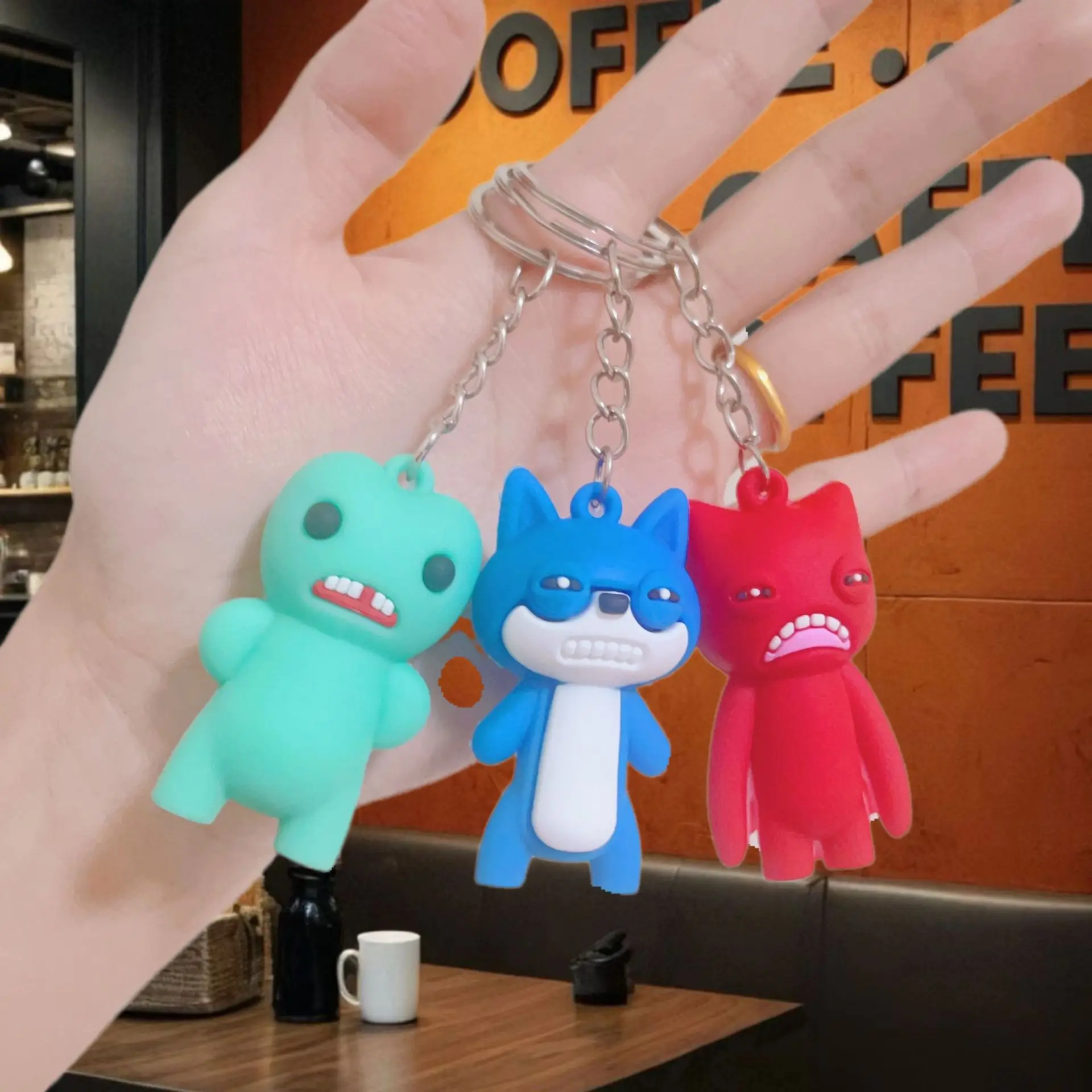 Fugglers Cute Keychains Ugly Teeth Monster Car Keys Chain Toys Kids Backpack New Key Ring Bags Fashion Pendant Decoration Gift