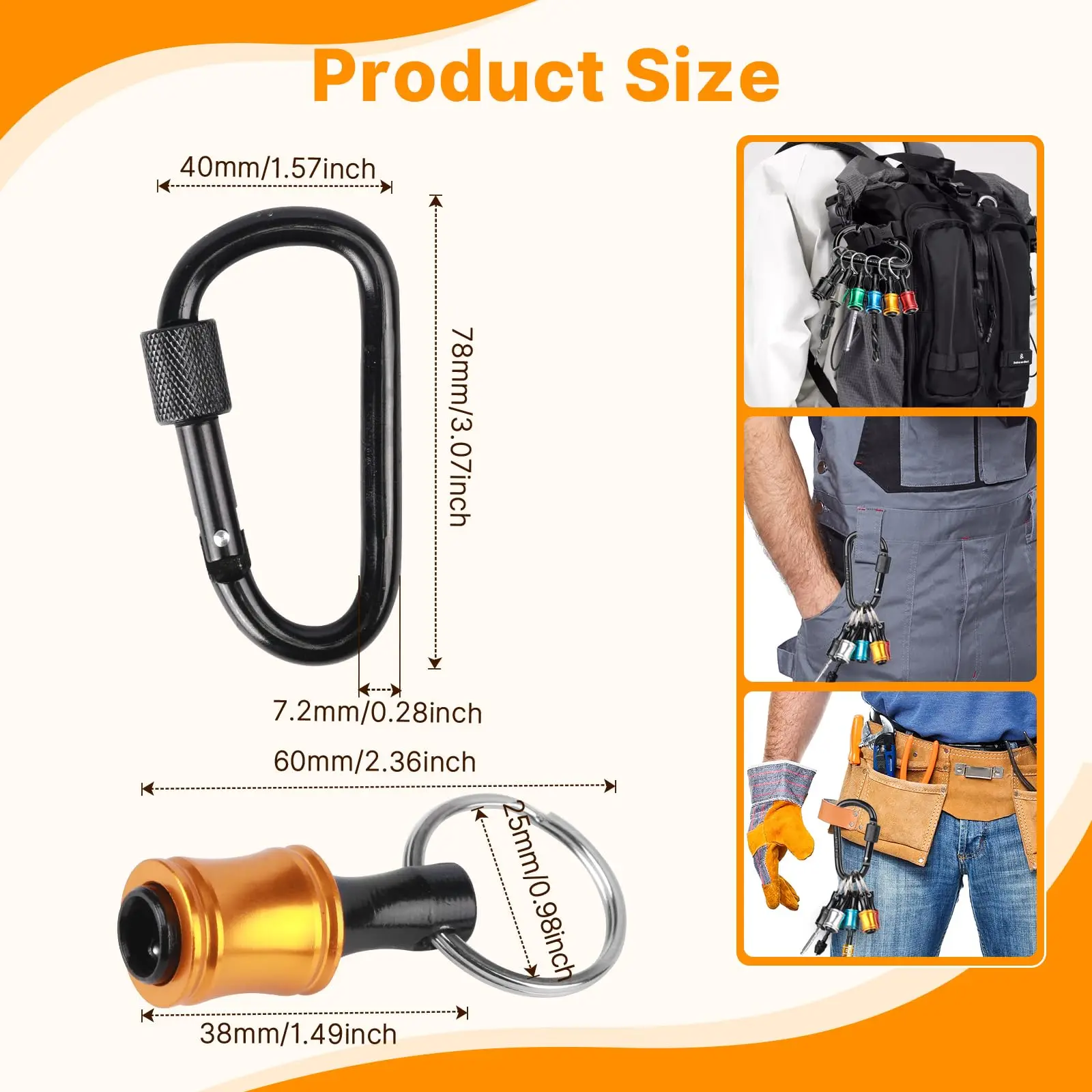 1/4 Hex Shank Drill Bit Holder Keychain Extension Bar Quick Release Bit Holders Impact Driver Drill Bit Screwdriver Bit Holder view 6