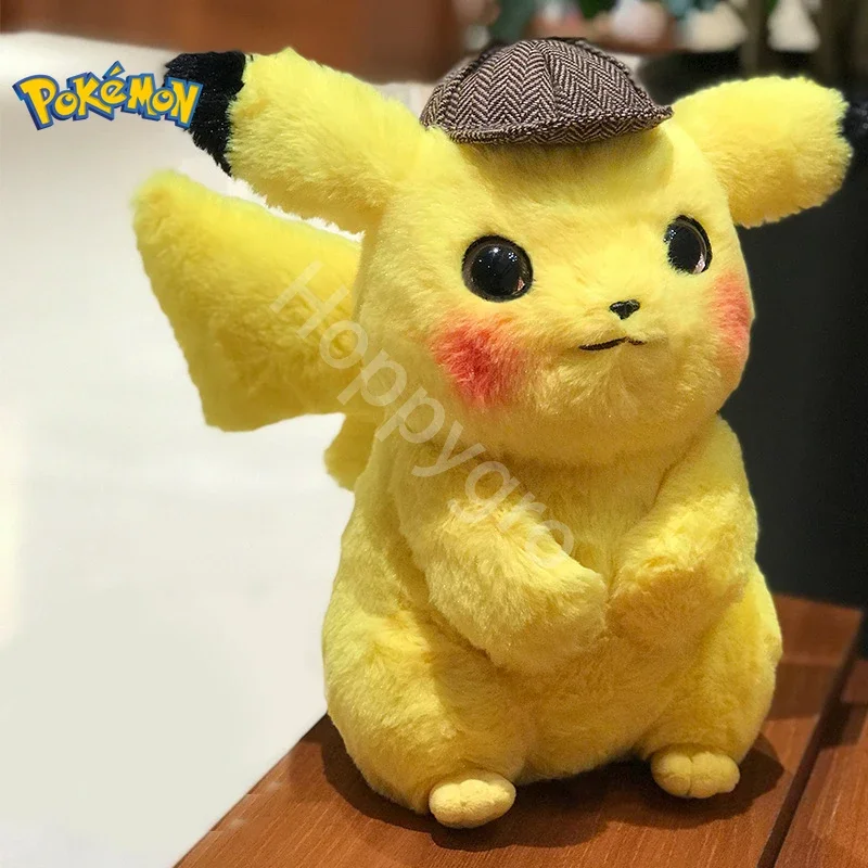 28cm Pokemon Detective Pikachu Plush Toys Cartoon Anime Pikachu Plush Doll Soft Stuffed Kawaii Elf Doll Birthday Gift for Kids