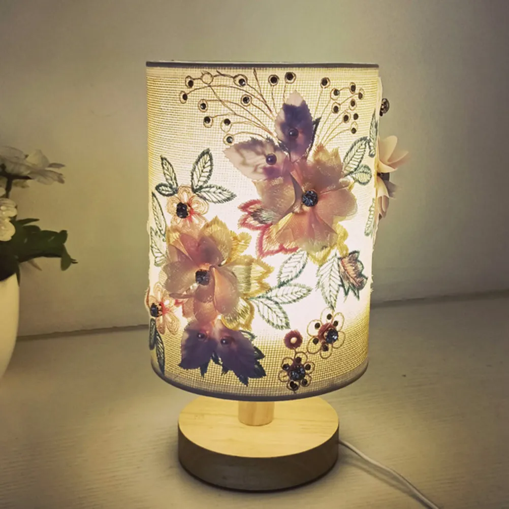 

Floral Fabric Bedside Decorative Lights USB Bedroom Light Desk Table Lamp Night Light For Bedroom Small Night Lamp