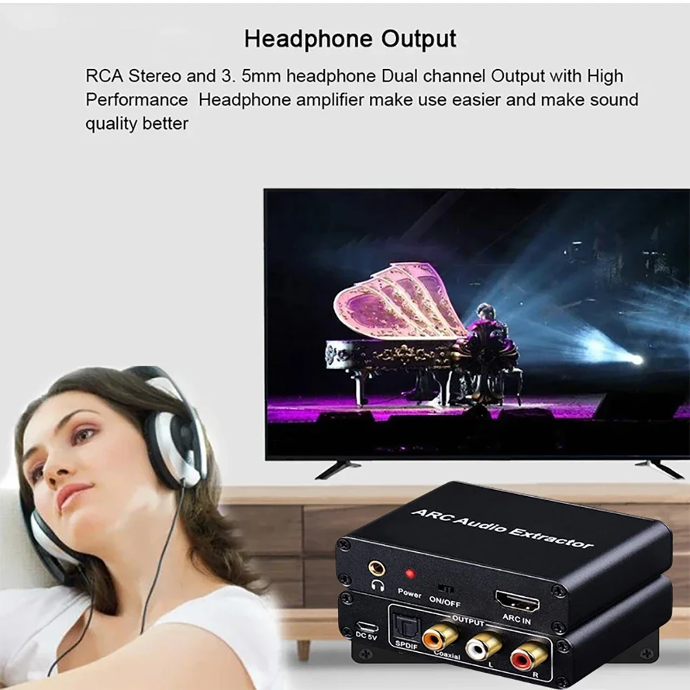 HD ARC Audio Extractor DAC ARC L/R Coaxial SPDIF Jack Extractor Return Channel Converter For Fiber RCA 3.5mm Headphone for TV