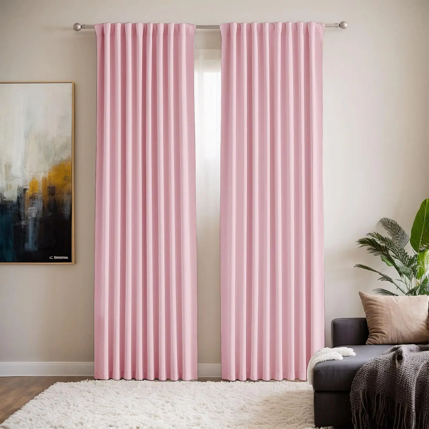 

Hot Pink Princess Curtains Blackout - Back Tab And Rod Pocket Cute Kids Room Baby Curtain - Living Room Decor Hot Pink Drapes