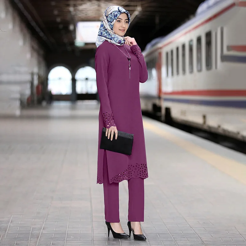 Conjunto de dos piezas para mujer, vestido pakistaní, Shalwar, Kameez, vestidos musulmanes y pantalones, ropa musulmana Vintage grande 2021