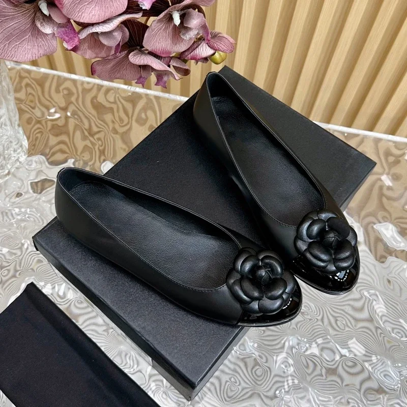 Spring Autumn Women Casaul Shoes Fashion Genuine Leather Ballet Flats Low Heels Loafer Flower Round Toe Slip on Women Flats 2024