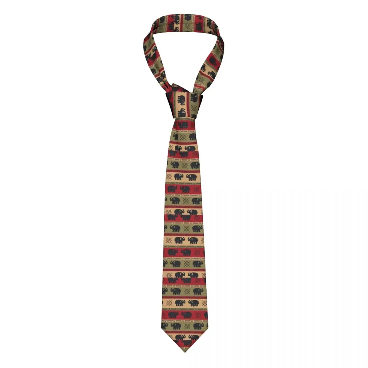 African Ethnic Unisex Necktie Silk Polyester 8 cm Classic Elephant Art Indian Neck Ties for Mens Accessories Gravatas Wedding