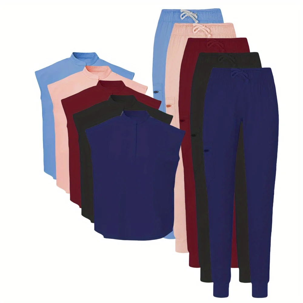 Ensemble de gommages pour femmes, gommages fins, haut extensible, pantalon de jogging avec ceinture de Yoga multi-poches