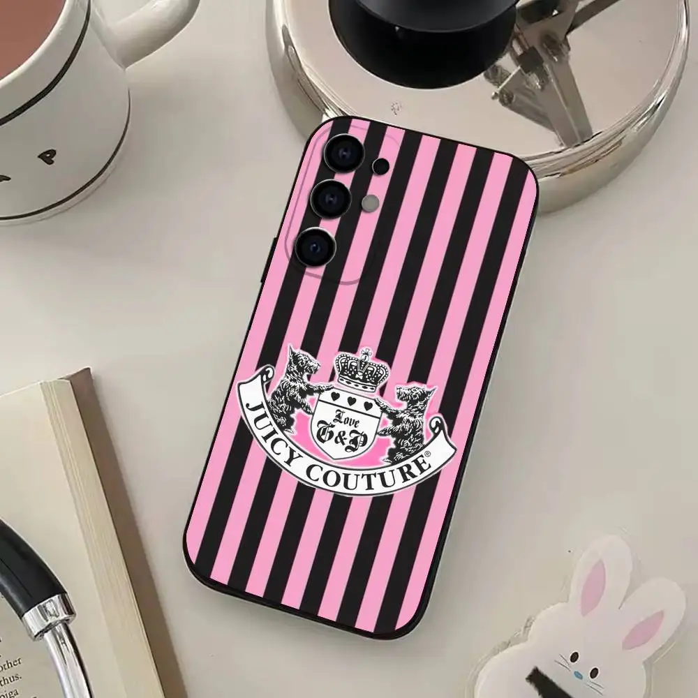 حافظة هاتف Royal Pink Art J-JUICY C-Couture لهاتف Samsung S25، S24، S21، S22، S23، S30، Ultra، S20، Plus، غطاء أسود من السيليكون الناعم #4