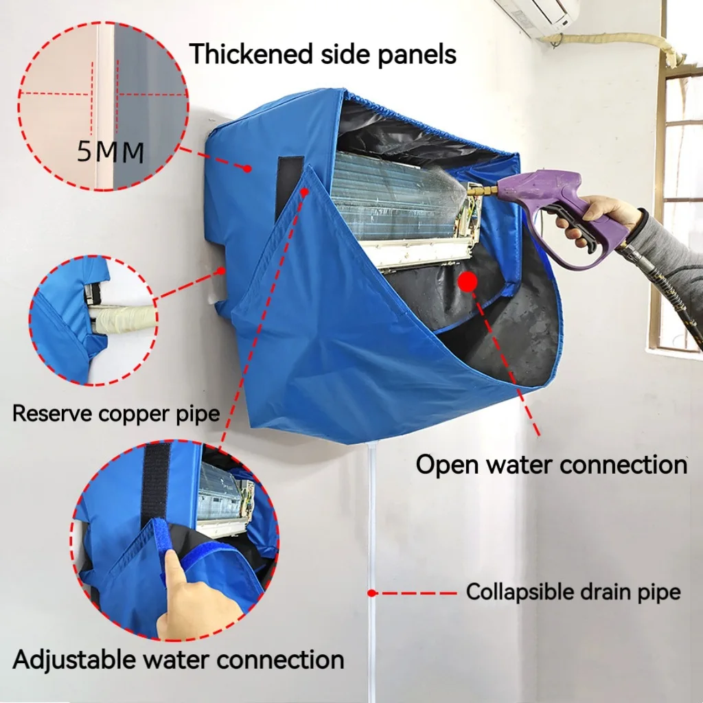 Air Conditioning Cleaning Kit Mini Blue Waterproof Kit HVAC Cover Efficient Tools