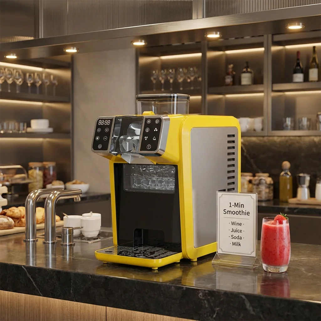 Deluxe Edition 2-in-1 Ice Machine, Smoothie Machine, Cocktail Stainless Steel Ice Machine 1.5L Capacity, Commercial Use