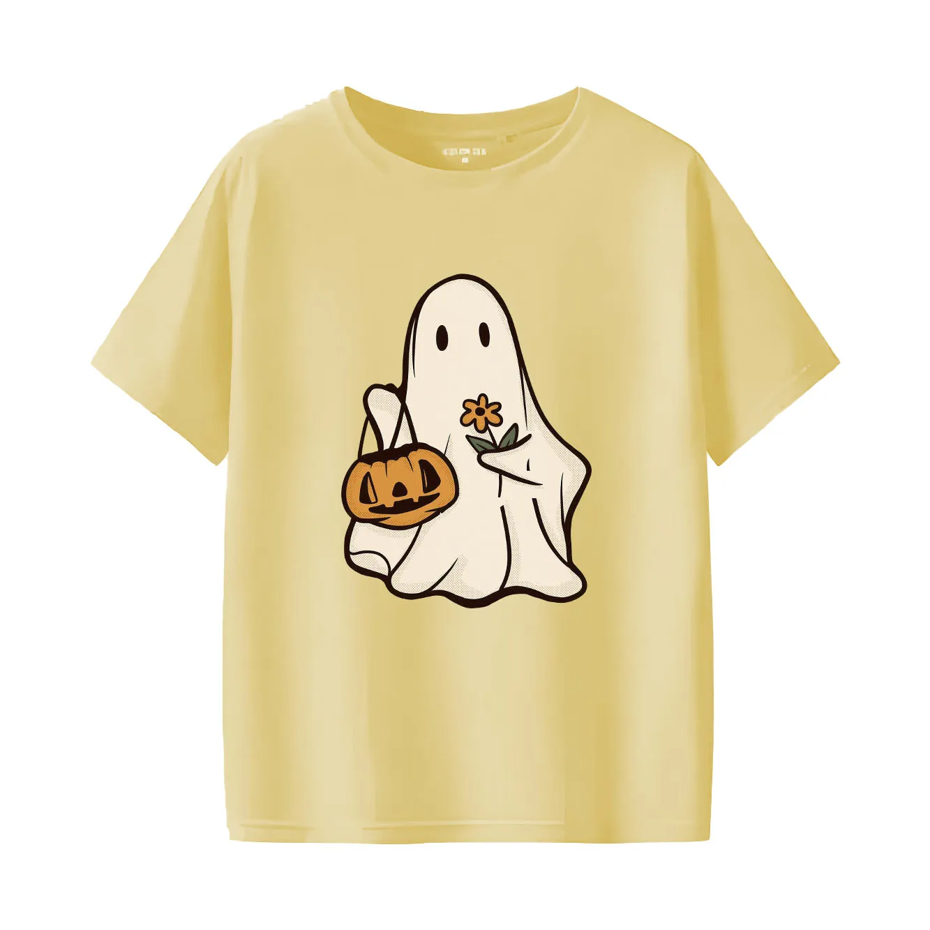 تي شيرت Halloween Retro BOO Four Seasons بأكمام قصيرة ومتعدد الوظائف كاجوال للمهرجانات النسائية