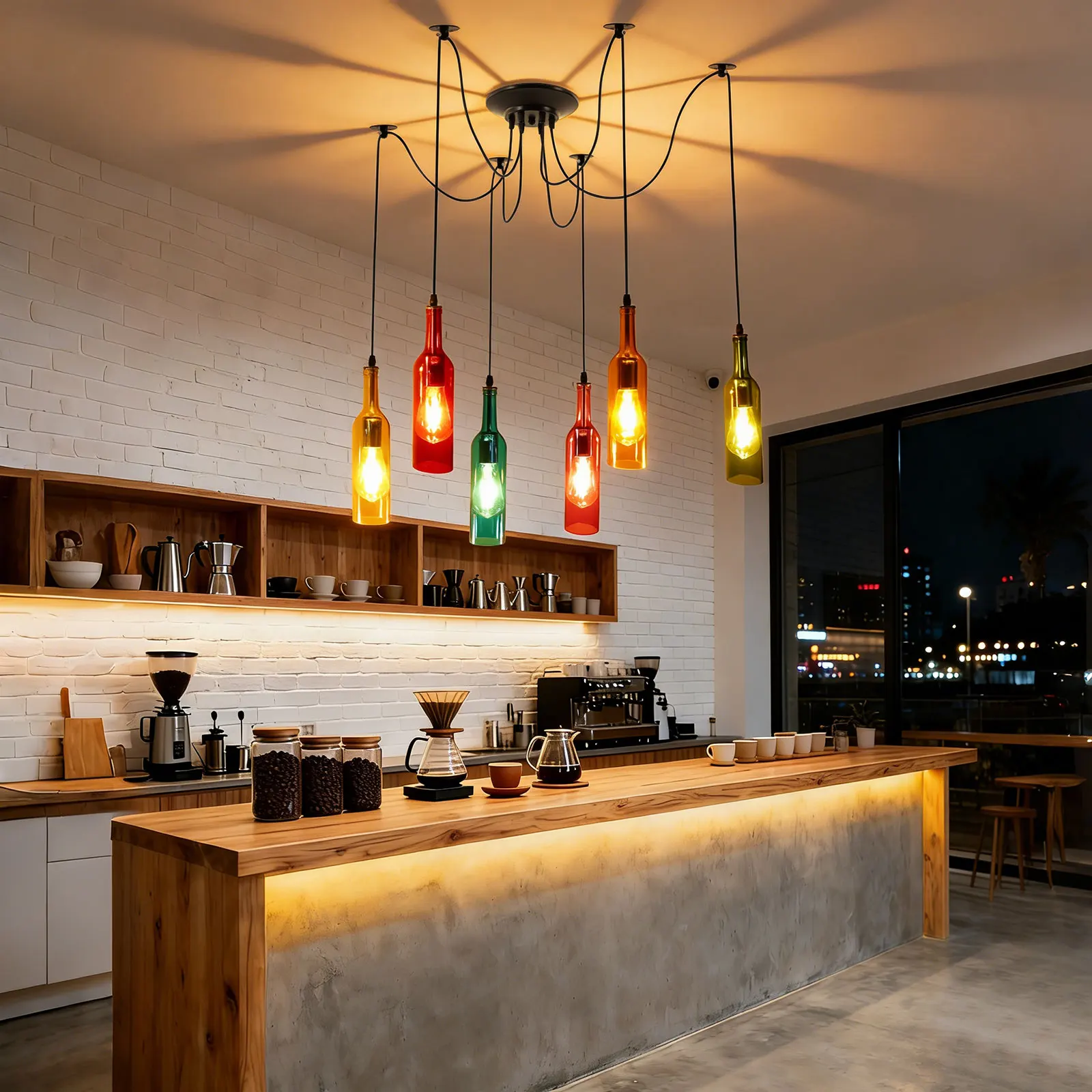 

Подвесной светильник для потолка, 6/7/10-рожковый, креативный, в виде стеклянных бутылок