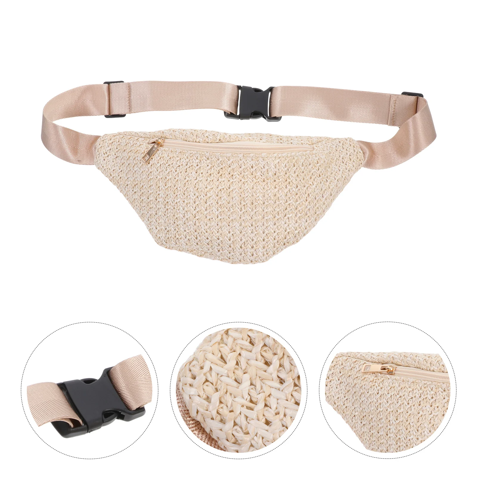 

Mini Polyester Summer Travel Hiking Simulation Straw Chest Bag Fanny Pack Outdoor Summer Shopping Waist Bag Fanny Pack