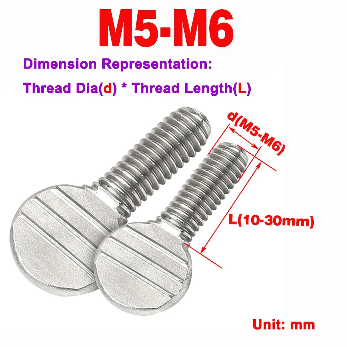 304 Stainless Steel Hand Twisted Table Tennis Racket Screw Thumb Wave Plate Flattened Head Bolt M4M5M6M8M10