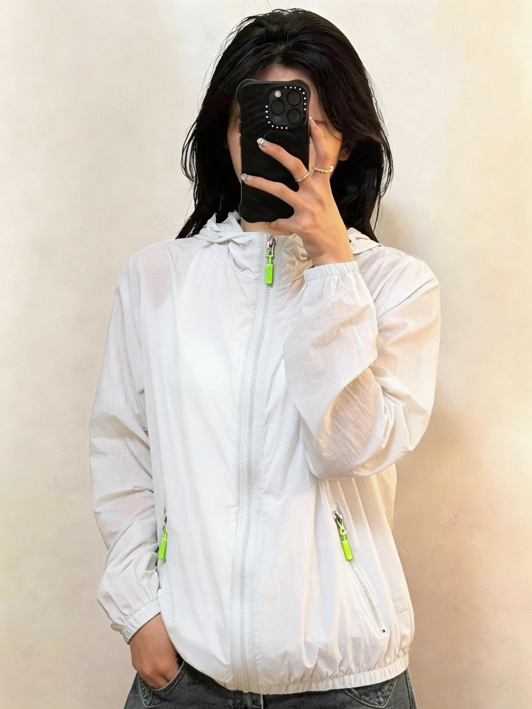 Korean Japanese High End Outdoor Lightweight Breathable Women's Fashion Anti-Uv Jacket plus Size Age Defying Thin Outerwear