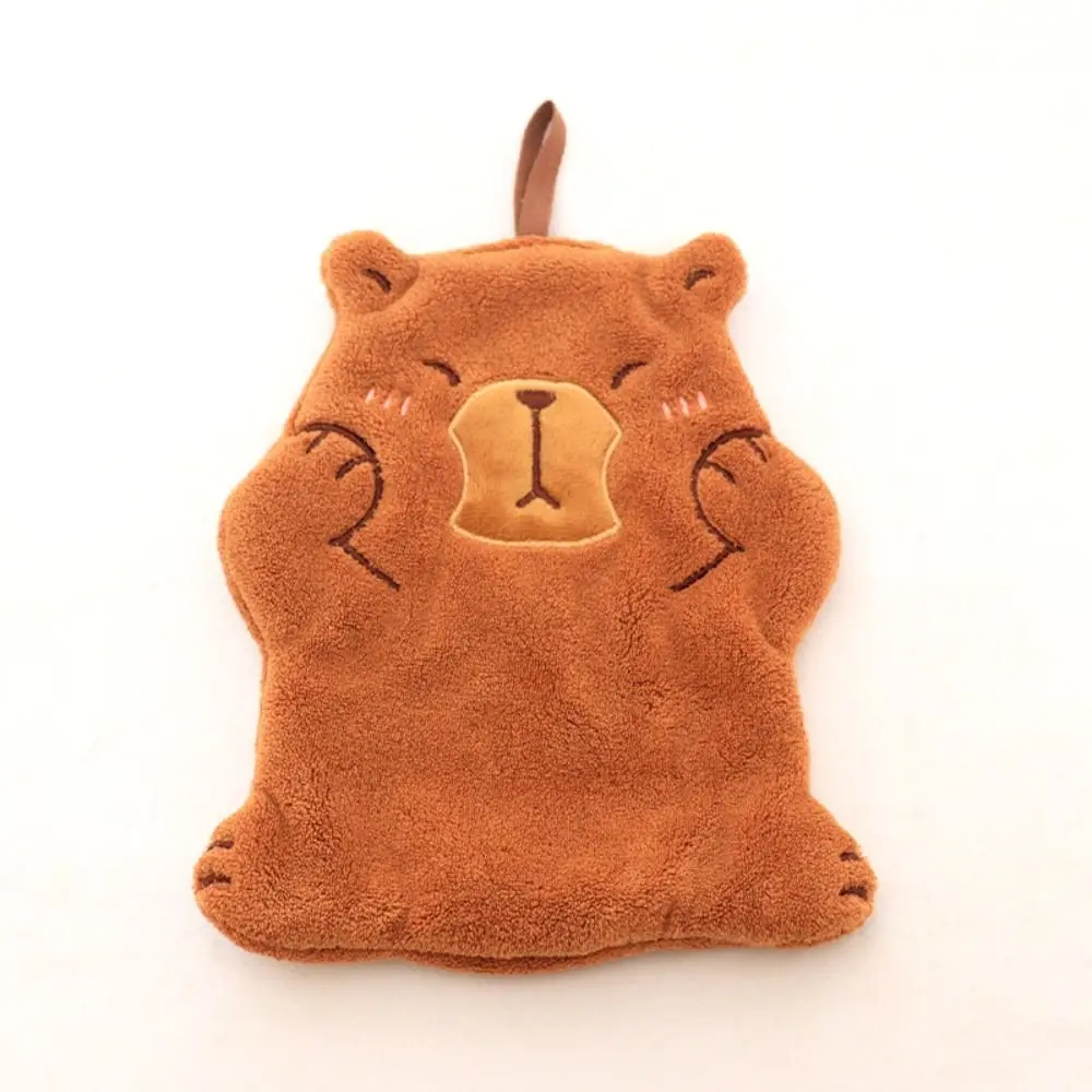 Coral Velvet Capybara Hand Towel Cartoon Wall-mounted Toilet Handkerchief Capybara Strong Water Absorption Cleaning Rag