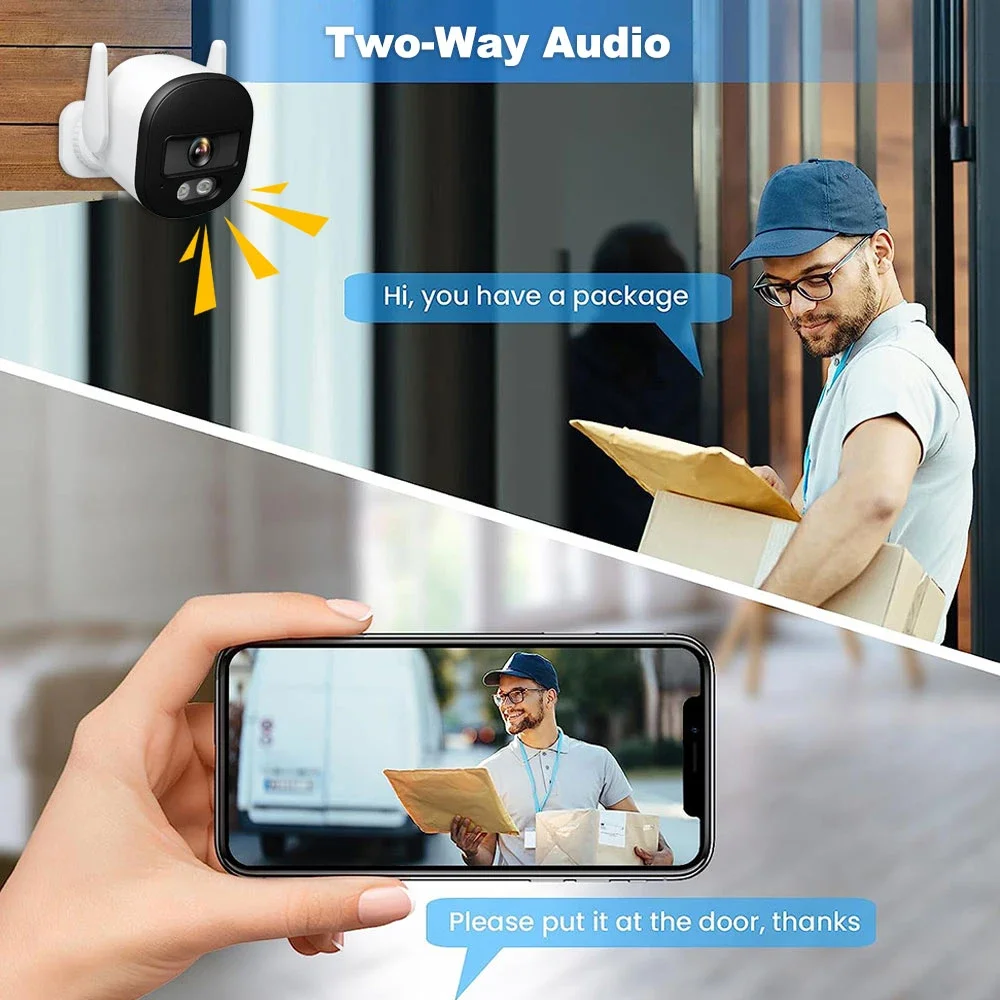 كاميرا تويا بوليت، خارجية، خارجية بدقة 4 ميجابكسل، 5 جيجا هرتز، واي فاي، مقاومة للماء، ثنائية الاتجاه، إنذار كشف الحركة، كاميرات IP مع أليكسا، جوجل، أونفيف