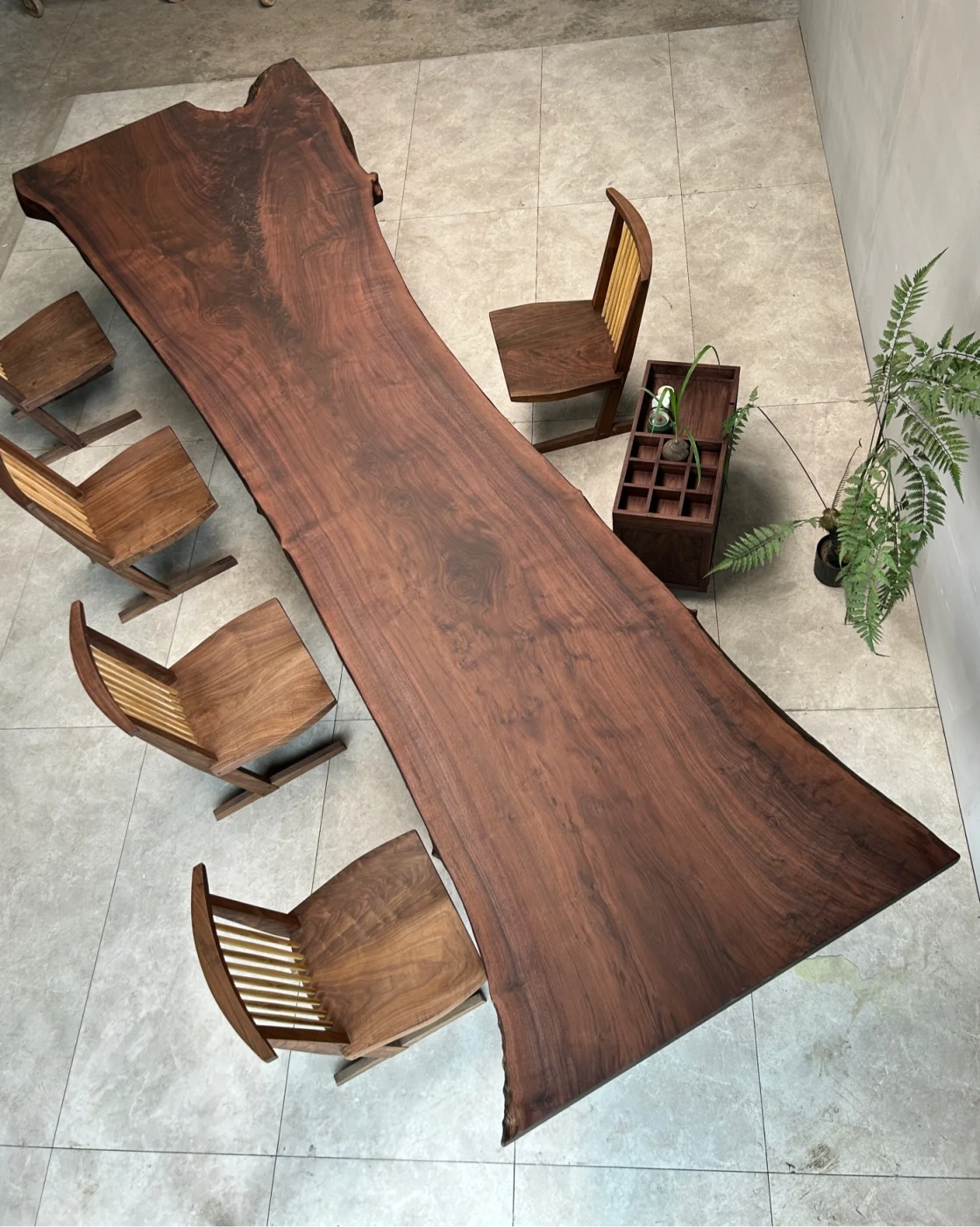 Large Solid Wood Table Top for Dining & Conference North American Walnut Wood Slab with Natural Live Edge