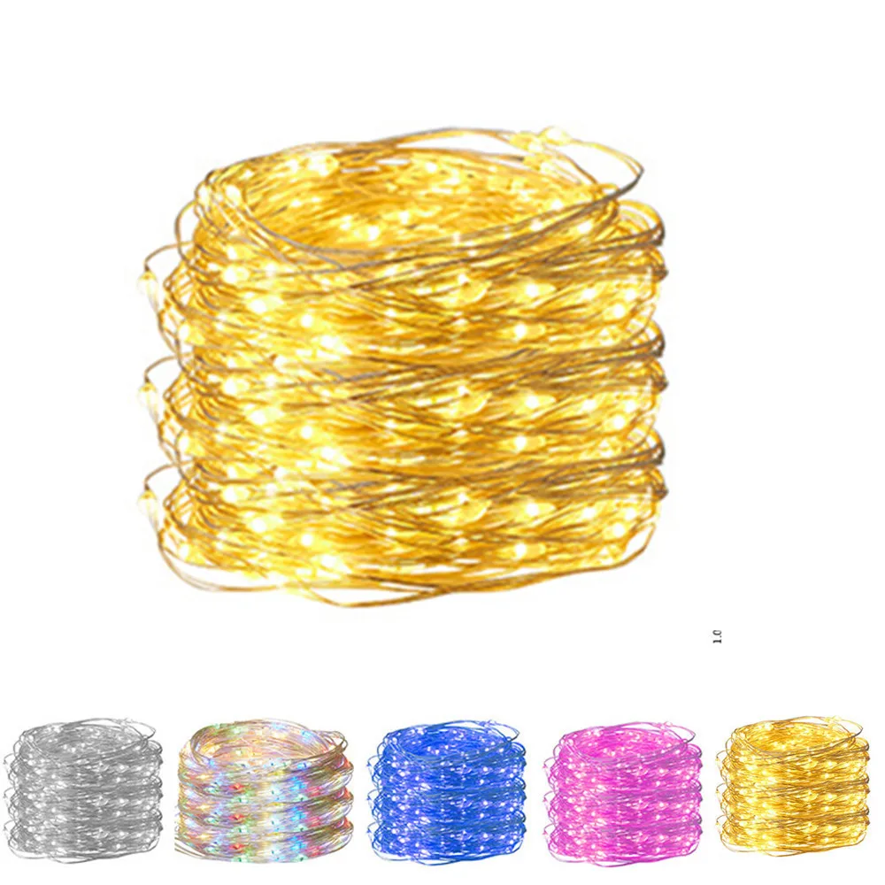 1/2/5/10M Fairy Light String Led Silver Wire String Light Battery Powered for Bedroom Garden Party Wedding Decoration